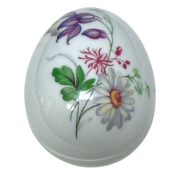 ROCHARD Limoges Trinket Box Floral Egg Shape Porcelain France Daisy Flower - Picture 6 of 8